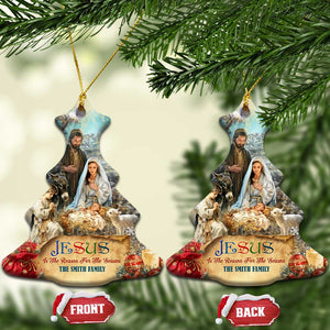 Jesus is the Reason for the Season Christmas Ceramic Ornament Personalized Christian Christmas Nativity Scene Custom Family Name TS02 Christmas Tree Christmas Print Your Wear