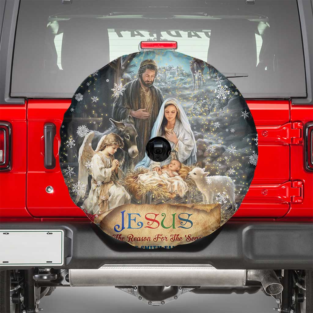 Jesus is the Reason for the Season Spare Tire Cover Personalized Christian Christmas Nativity Scene Custom Family Name TS02 Christmas Print Your Wear