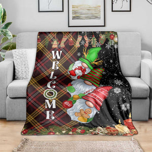 Christmas Gnome Welcome Throw Blanket Cute Holiday Gnomes with Plaid and Candy Cane Winter TS02 Print Your Wear