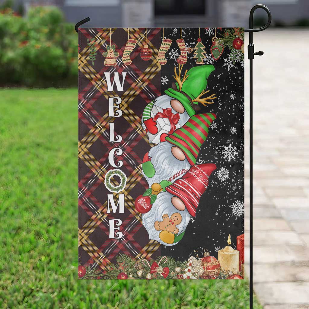 Christmas Gnome Welcome Garden Flag Cute Holiday Gnomes with Plaid and Candy Cane Winter TS02 Print Your Wear