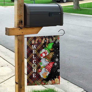 Christmas Gnome Welcome Garden Flag Cute Holiday Gnomes with Plaid and Candy Cane Winter TS02 Print Your Wear