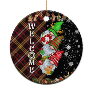 Christmas Gnome Welcome Christmas Ceramic Ornament Cute Holiday Gnomes with Plaid and Candy Cane Winter TS02 Print Your Wear