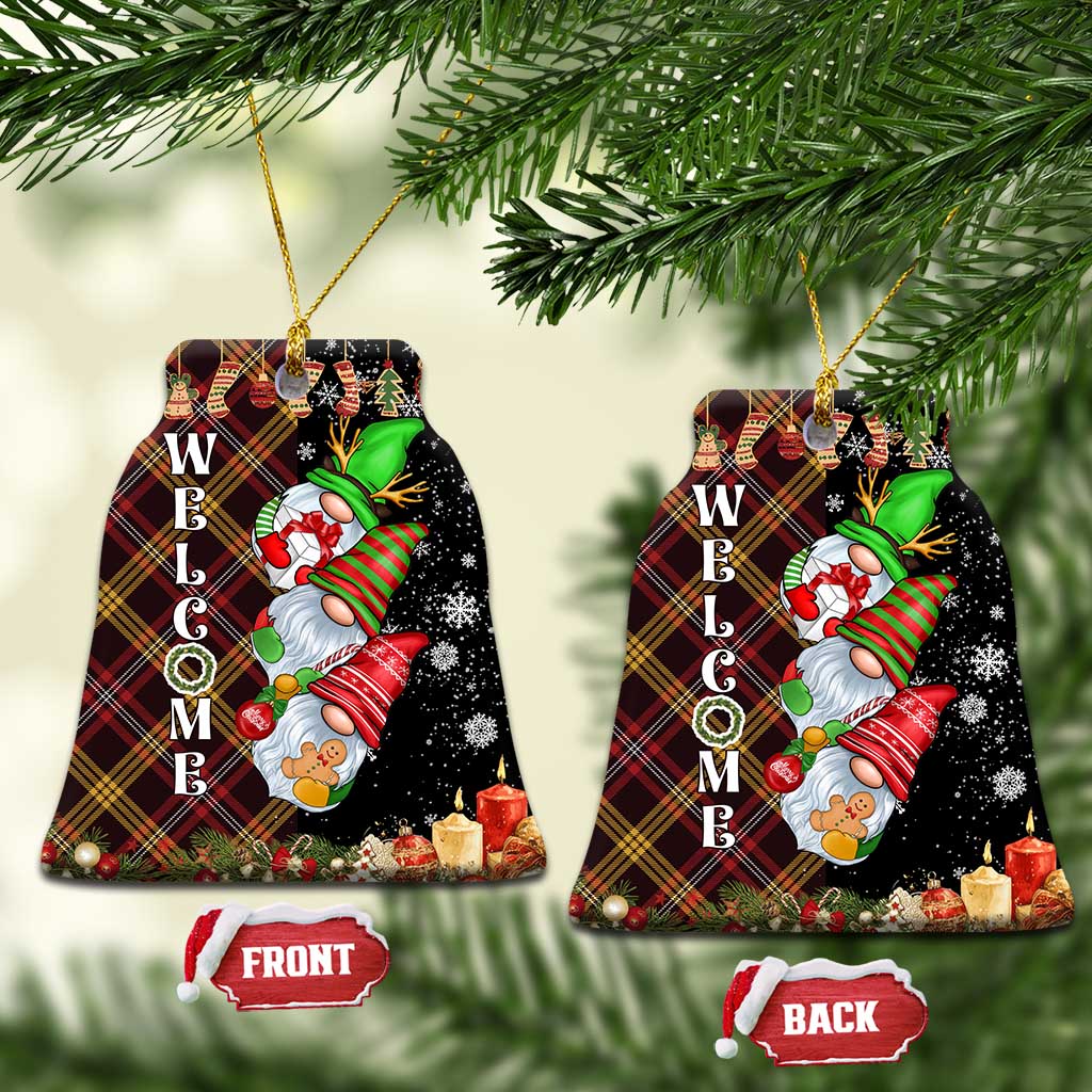 Christmas Gnome Welcome Christmas Ceramic Ornament Cute Holiday Gnomes with Plaid and Candy Cane Winter TS02 Bell Flake Christmas Print Your Wear