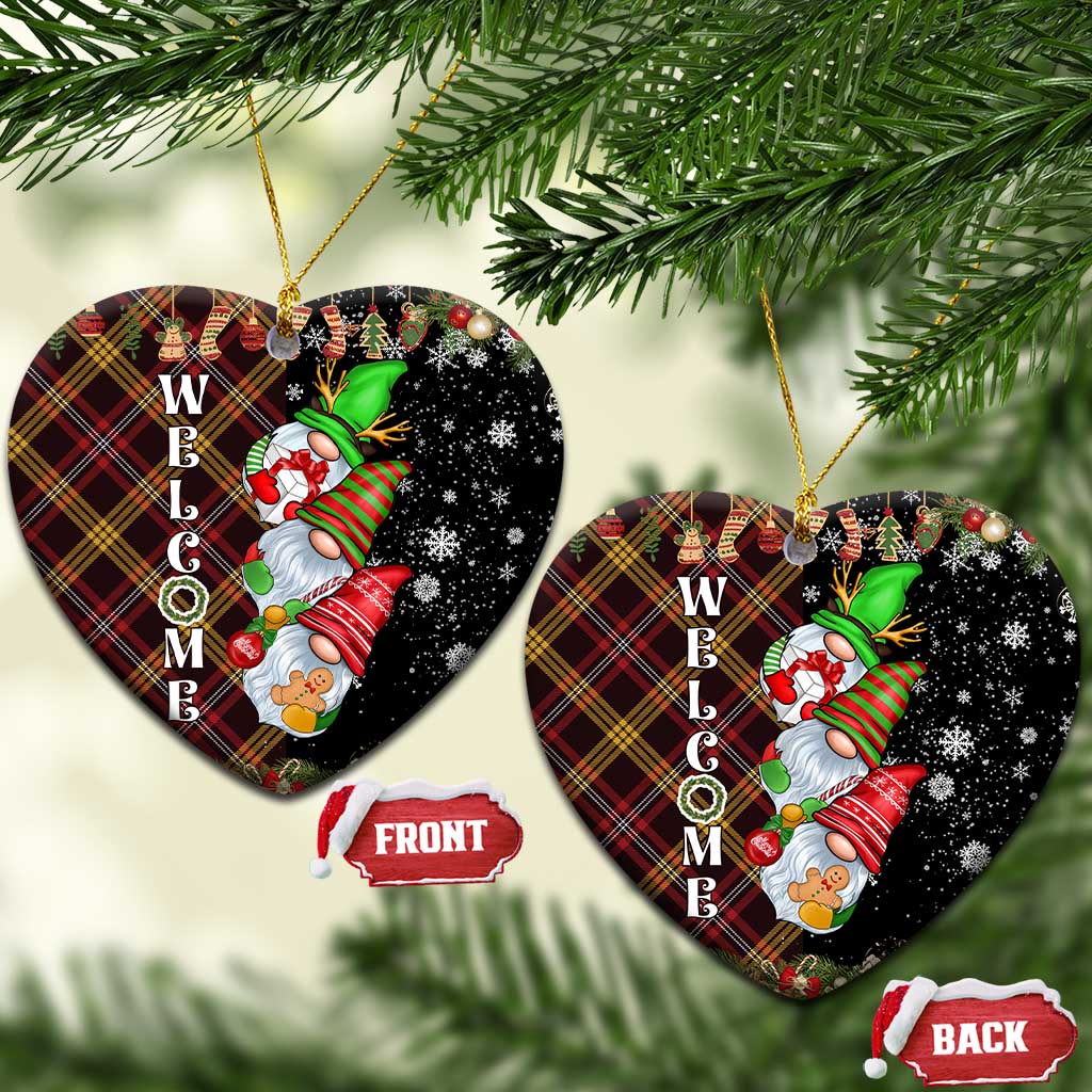 Christmas Gnome Welcome Christmas Ceramic Ornament Cute Holiday Gnomes with Plaid and Candy Cane Winter TS02 Heart Christmas Print Your Wear