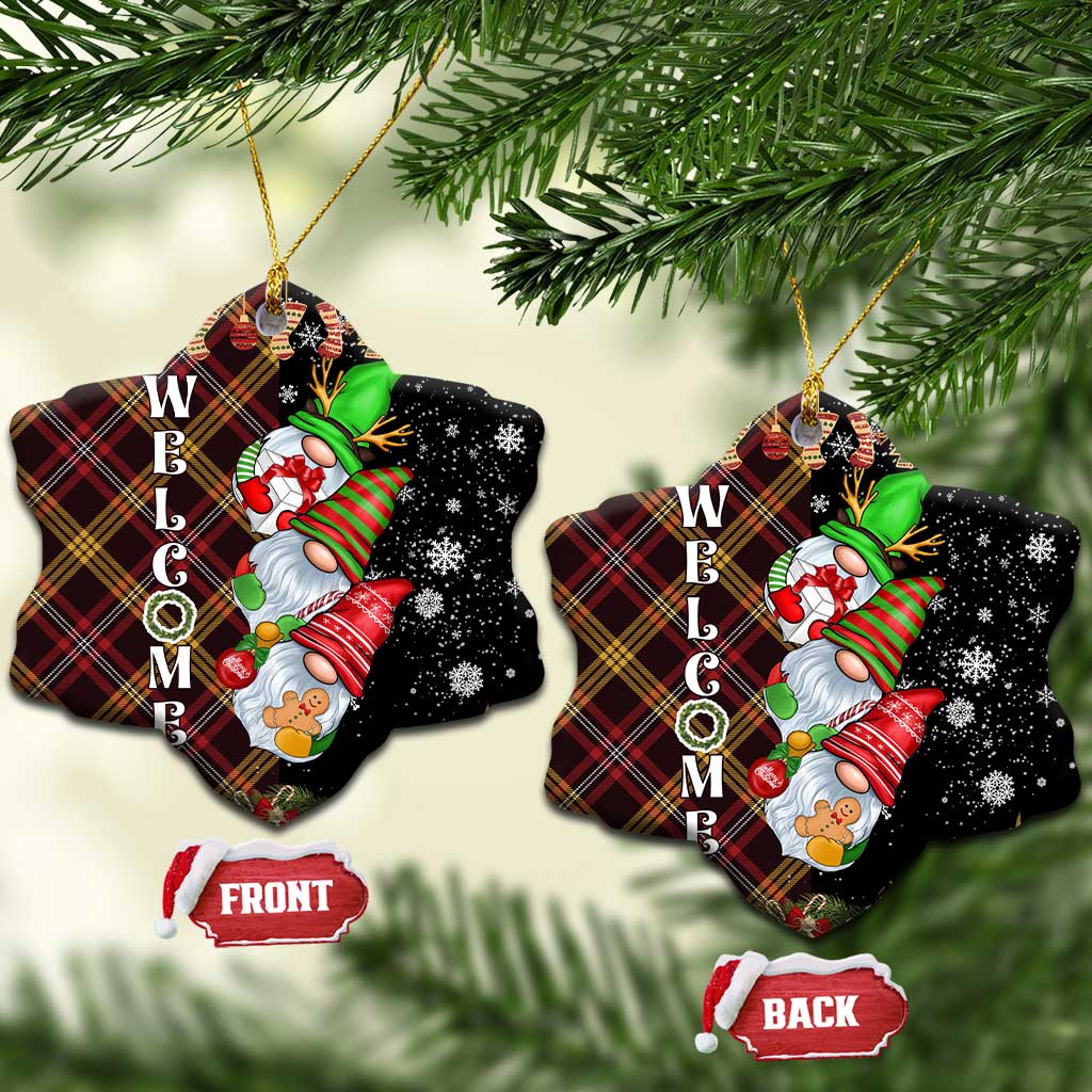 Christmas Gnome Welcome Christmas Ceramic Ornament Cute Holiday Gnomes with Plaid and Candy Cane Winter TS02 Snow Flake Christmas Print Your Wear