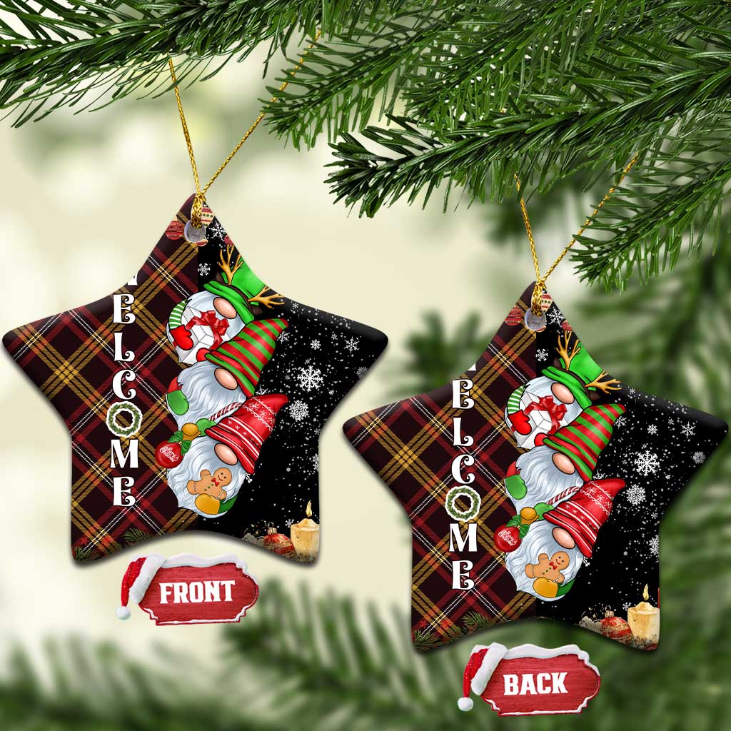 Christmas Gnome Welcome Christmas Ceramic Ornament Cute Holiday Gnomes with Plaid and Candy Cane Winter TS02 Star Christmas Print Your Wear