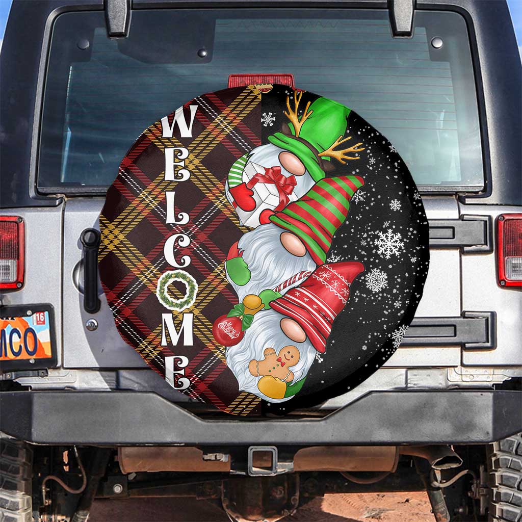 Christmas Gnome Welcome Spare Tire Cover Cute Holiday Gnomes with Plaid and Candy Cane Winter TS02 No hole Christmas Print Your Wear