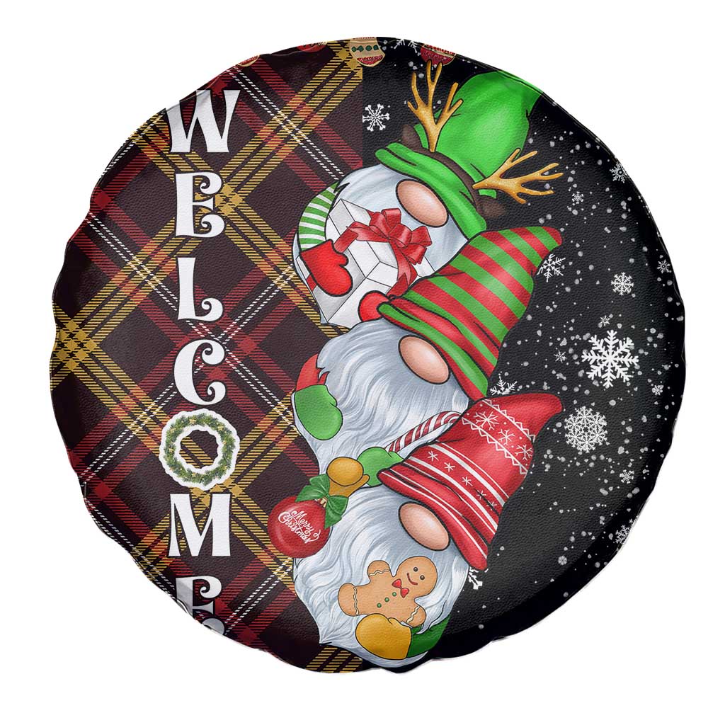 Christmas Gnome Welcome Spare Tire Cover Cute Holiday Gnomes with Plaid and Candy Cane Winter TS02 Print Your Wear