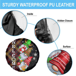 Christmas Gnome Welcome Spare Tire Cover Cute Holiday Gnomes with Plaid and Candy Cane Winter TS02 Print Your Wear