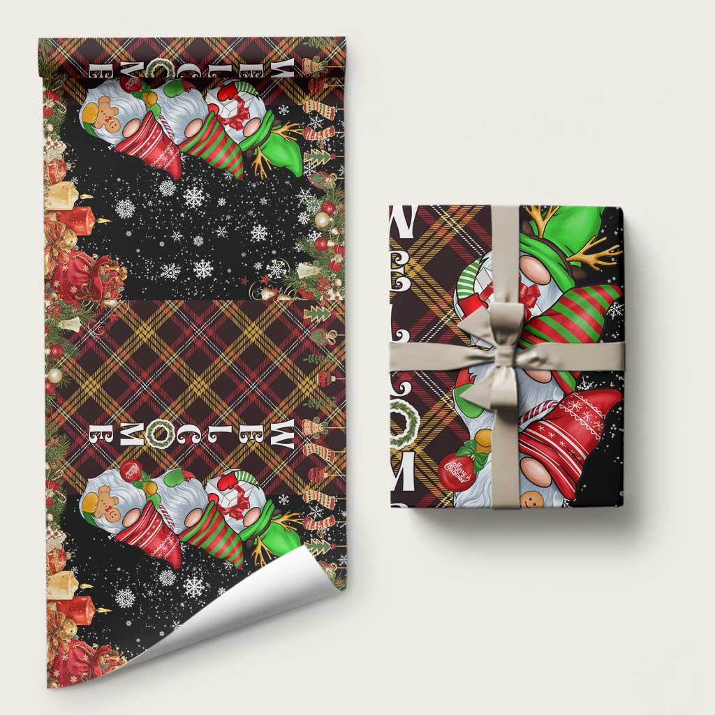 Christmas Gnome Welcome Wrapping Paper Roll Cute Holiday Gnomes with Plaid and Candy Cane Winter TS02 Matte Christmas Print Your Wear