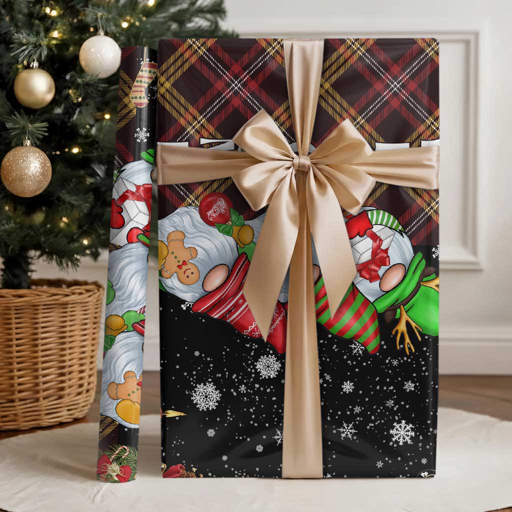 Christmas Gnome Welcome Wrapping Paper Roll Cute Holiday Gnomes with Plaid and Candy Cane Winter TS02 Glossy Christmas Print Your Wear