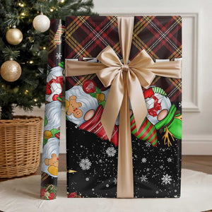 Christmas Gnome Welcome Wrapping Paper Roll Cute Holiday Gnomes with Plaid and Candy Cane Winter TS02 Glossy Christmas Print Your Wear