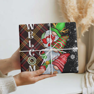 Christmas Gnome Welcome Wrapping Paper Roll Cute Holiday Gnomes with Plaid and Candy Cane Winter TS02 Print Your Wear