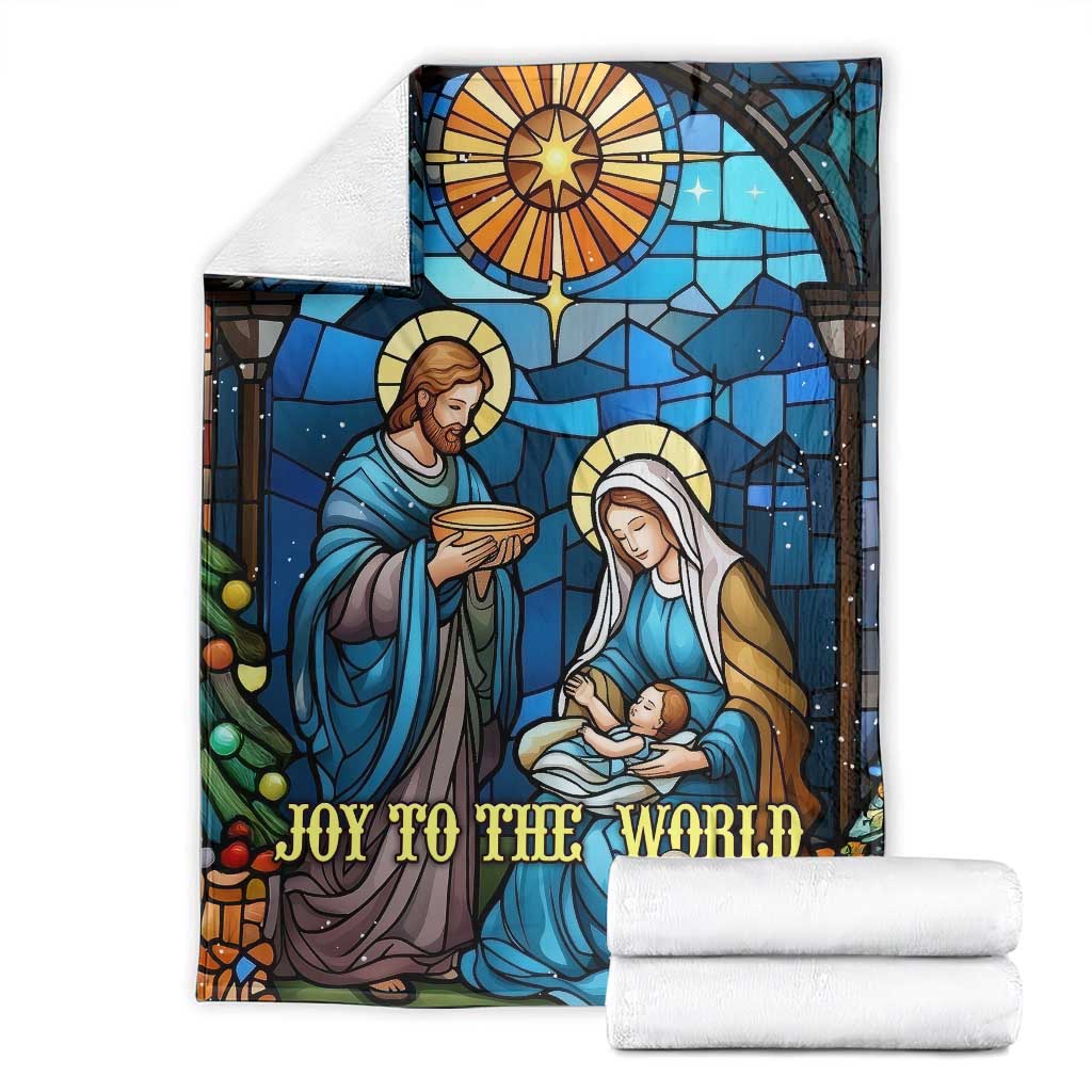 Joy to the World Stained Glass Nativity Scene Throw Blanket Christian Christmas Holy Family Star of Bethlehem TS02 Christmas Print Your Wear