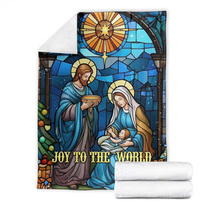 Joy to the World Stained Glass Nativity Scene Throw Blanket Christian Christmas Holy Family Star of Bethlehem TS02 Christmas Print Your Wear