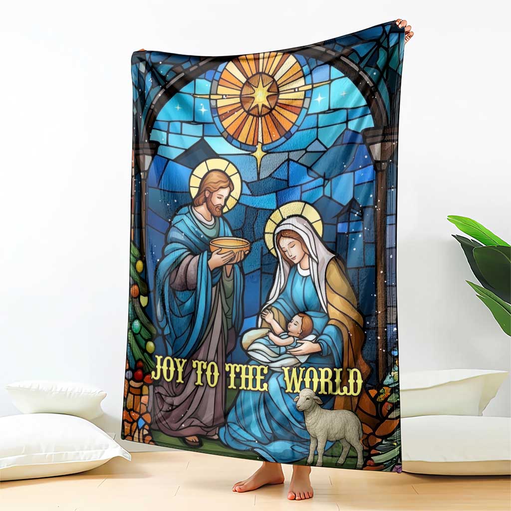 Joy to the World Stained Glass Nativity Scene Throw Blanket Christian Christmas Holy Family Star of Bethlehem TS02 Print Your Wear