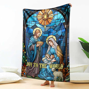Joy to the World Stained Glass Nativity Scene Throw Blanket Christian Christmas Holy Family Star of Bethlehem TS02 Print Your Wear