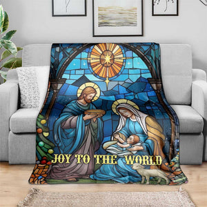 Joy to the World Stained Glass Nativity Scene Throw Blanket Christian Christmas Holy Family Star of Bethlehem TS02 Print Your Wear