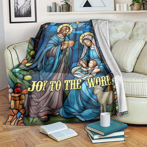 Joy to the World Stained Glass Nativity Scene Throw Blanket Christian Christmas Holy Family Star of Bethlehem TS02 Print Your Wear