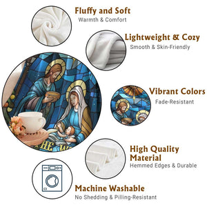 Joy to the World Stained Glass Nativity Scene Throw Blanket Christian Christmas Holy Family Star of Bethlehem TS02 Print Your Wear