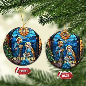 Joy to the World Stained Glass Nativity Scene Christmas Ceramic Ornament Christian Christmas Holy Family Star of Bethlehem TS02 Circle Christmas Print Your Wear