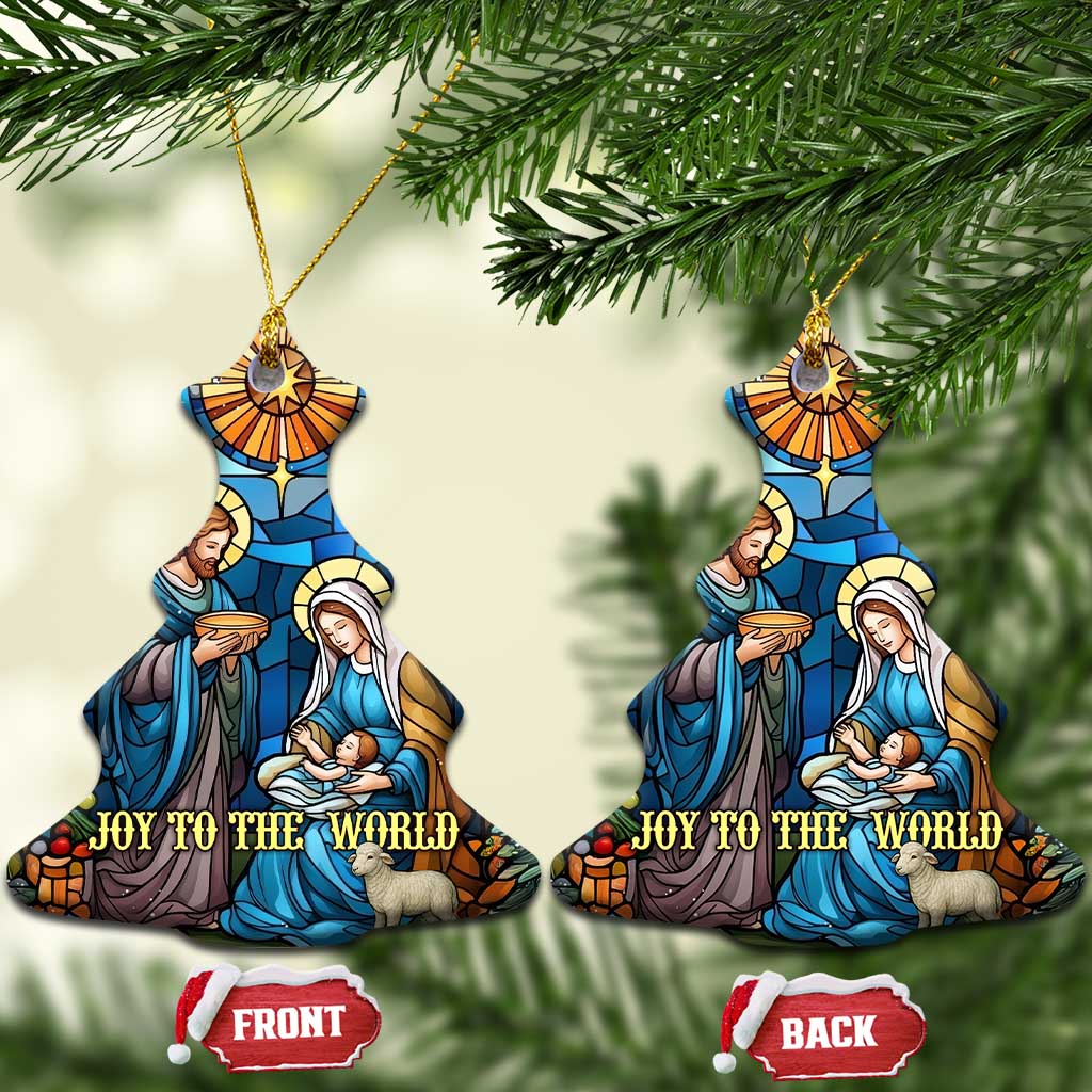 Joy to the World Stained Glass Nativity Scene Christmas Ceramic Ornament Christian Christmas Holy Family Star of Bethlehem TS02 Christmas Tree Christmas Print Your Wear