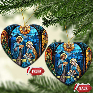 Joy to the World Stained Glass Nativity Scene Christmas Ceramic Ornament Christian Christmas Holy Family Star of Bethlehem TS02 Heart Christmas Print Your Wear