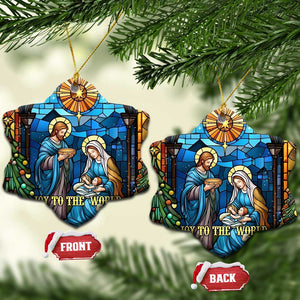 Joy to the World Stained Glass Nativity Scene Christmas Ceramic Ornament Christian Christmas Holy Family Star of Bethlehem TS02 Snow Flake Christmas Print Your Wear