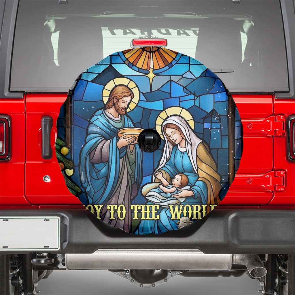 Joy to the World Stained Glass Nativity Scene Spare Tire Cover Christian Christmas Holy Family Star of Bethlehem TS02 Christmas Print Your Wear