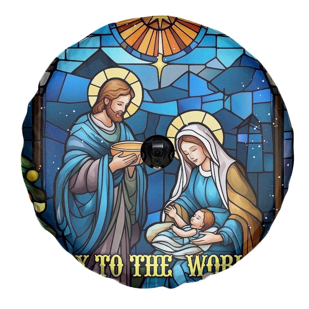 Joy to the World Stained Glass Nativity Scene Spare Tire Cover Christian Christmas Holy Family Star of Bethlehem TS02 Print Your Wear