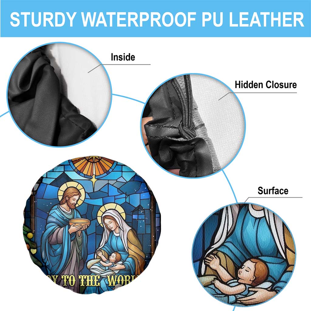 Joy to the World Stained Glass Nativity Scene Spare Tire Cover Christian Christmas Holy Family Star of Bethlehem TS02 Print Your Wear