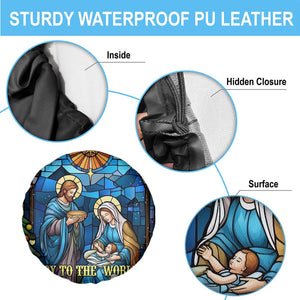 Joy to the World Stained Glass Nativity Scene Spare Tire Cover Christian Christmas Holy Family Star of Bethlehem TS02 Print Your Wear