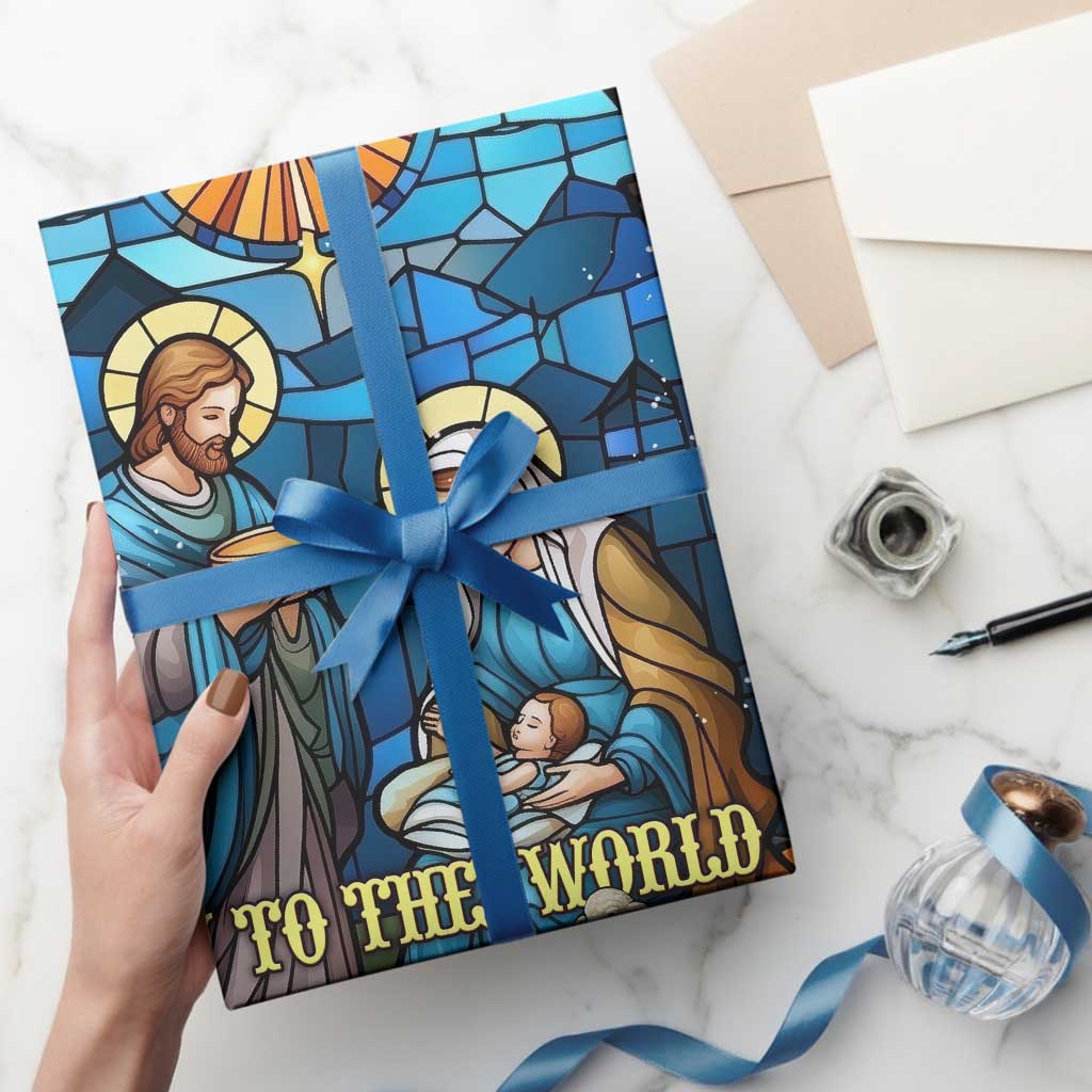 Joy to the World Stained Glass Nativity Scene Wrapping Paper Roll Christian Christmas Holy Family Star of Bethlehem TS02 Print Your Wear