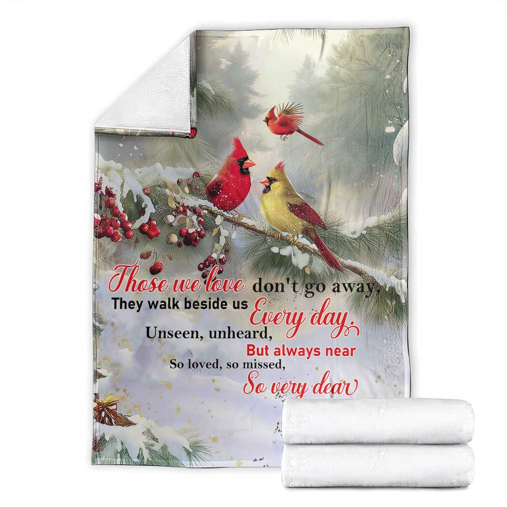 Cardinal Memorial Winter Christmas Throw Blanket Those We Love Dont Go Away Red and Yellow Cardinals TS02 Christmas Print Your Wear