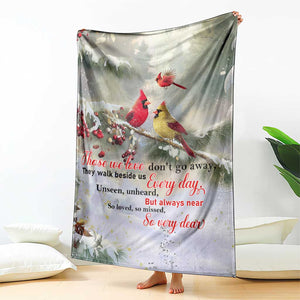 Cardinal Memorial Winter Christmas Throw Blanket Those We Love Dont Go Away Red and Yellow Cardinals TS02 Print Your Wear