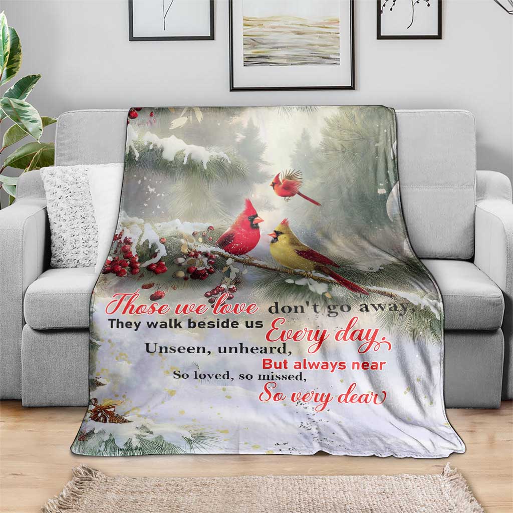Cardinal Memorial Winter Christmas Throw Blanket Those We Love Dont Go Away Red and Yellow Cardinals TS02 Print Your Wear