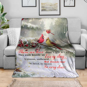 Cardinal Memorial Winter Christmas Throw Blanket Those We Love Dont Go Away Red and Yellow Cardinals TS02 Print Your Wear