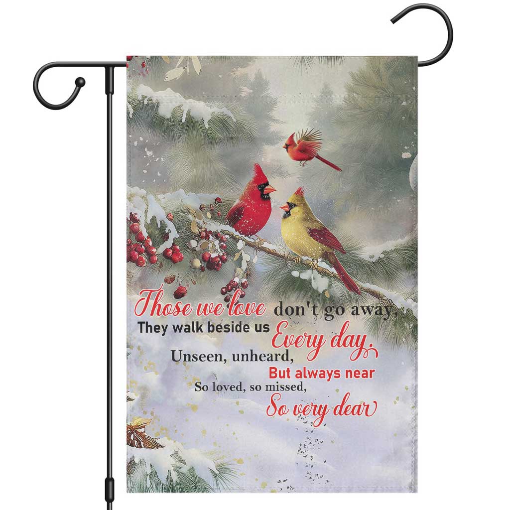 Cardinal Memorial Winter Christmas Garden Flag Those We Love Dont Go Away Red and Yellow Cardinals TS02 Christmas Print Your Wear