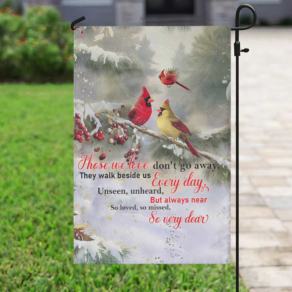 Cardinal Memorial Winter Christmas Garden Flag Those We Love Dont Go Away Red and Yellow Cardinals TS02 Print Your Wear
