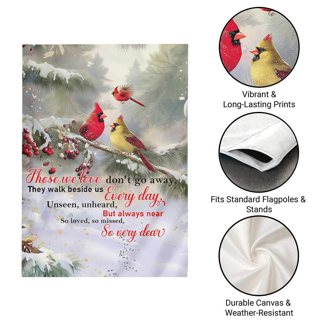 Cardinal Memorial Winter Christmas Garden Flag Those We Love Dont Go Away Red and Yellow Cardinals TS02 Print Your Wear