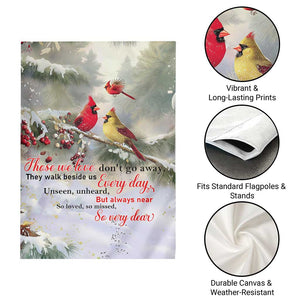 Cardinal Memorial Winter Christmas Garden Flag Those We Love Dont Go Away Red and Yellow Cardinals TS02 Print Your Wear