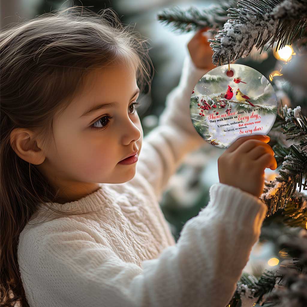 Cardinal Memorial Winter Christmas Christmas Ceramic Ornament Those We Love Dont Go Away Red and Yellow Cardinals TS02 Print Your Wear