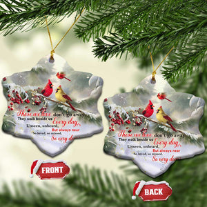 Cardinal Memorial Winter Christmas Christmas Ceramic Ornament Those We Love Dont Go Away Red and Yellow Cardinals TS02 Snow Flake Christmas Print Your Wear
