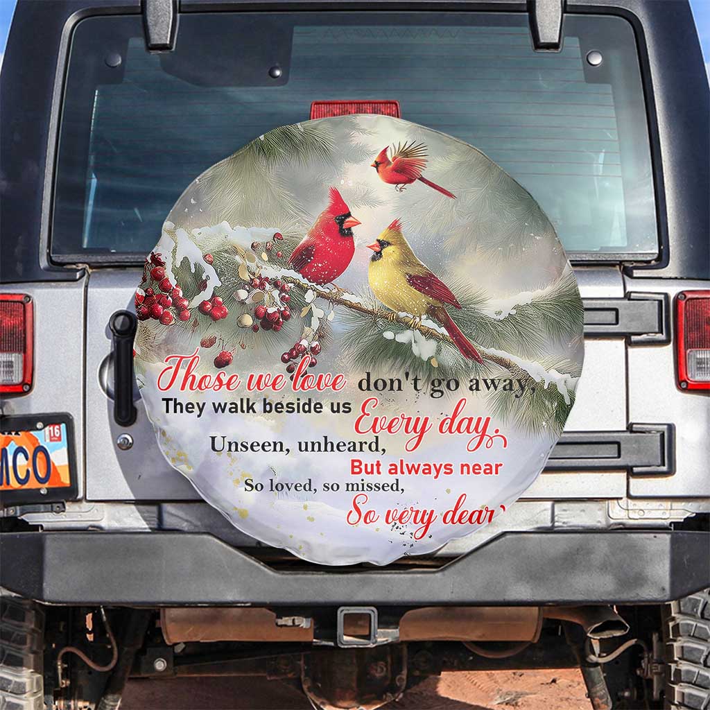 Cardinal Memorial Winter Christmas Spare Tire Cover Those We Love Dont Go Away Red and Yellow Cardinals TS02 No hole Christmas Print Your Wear