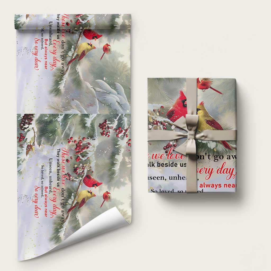 Cardinal Memorial Winter Christmas Wrapping Paper Roll Those We Love Dont Go Away Red and Yellow Cardinals TS02 Matte Christmas Print Your Wear