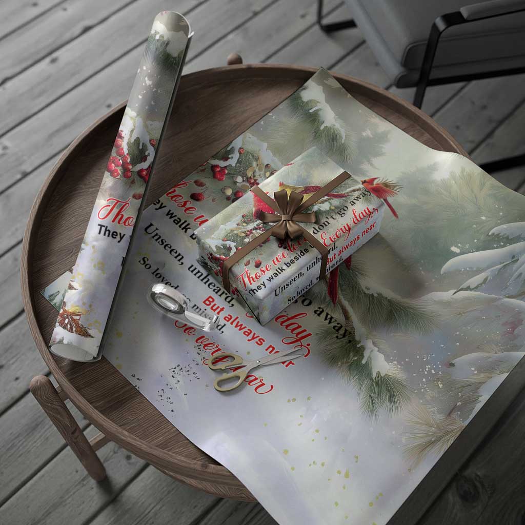 Cardinal Memorial Winter Christmas Wrapping Paper Roll Those We Love Dont Go Away Red and Yellow Cardinals TS02 Print Your Wear