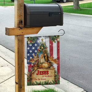 Patriotic Nativity Christmas Scene Garden Flag Jesus Is the Reason for the Season American Flag and Angels TS02 Print Your Wear