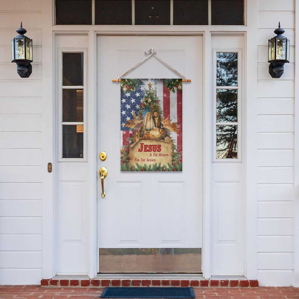 Patriotic Nativity Christmas Scene Garden Flag Jesus Is the Reason for the Season American Flag and Angels TS02 Print Your Wear