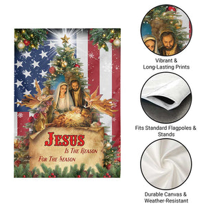 Patriotic Nativity Christmas Scene Garden Flag Jesus Is the Reason for the Season American Flag and Angels TS02 Print Your Wear