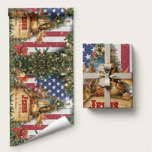 Patriotic Nativity Christmas Scene Wrapping Paper Roll Jesus Is the Reason for the Season American Flag and Angels TS02 Matte Christmas Print Your Wear